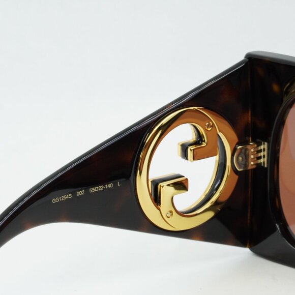 🕶️ New Gucci GG1254S 002 Sunglasses - Dark Havana Frame, Brown Lenses - Picture 7 of 10
